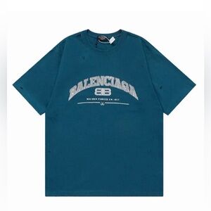 Balenciaga - Maison cotton Ptrl Blue short-sleeved T-shirt｜L